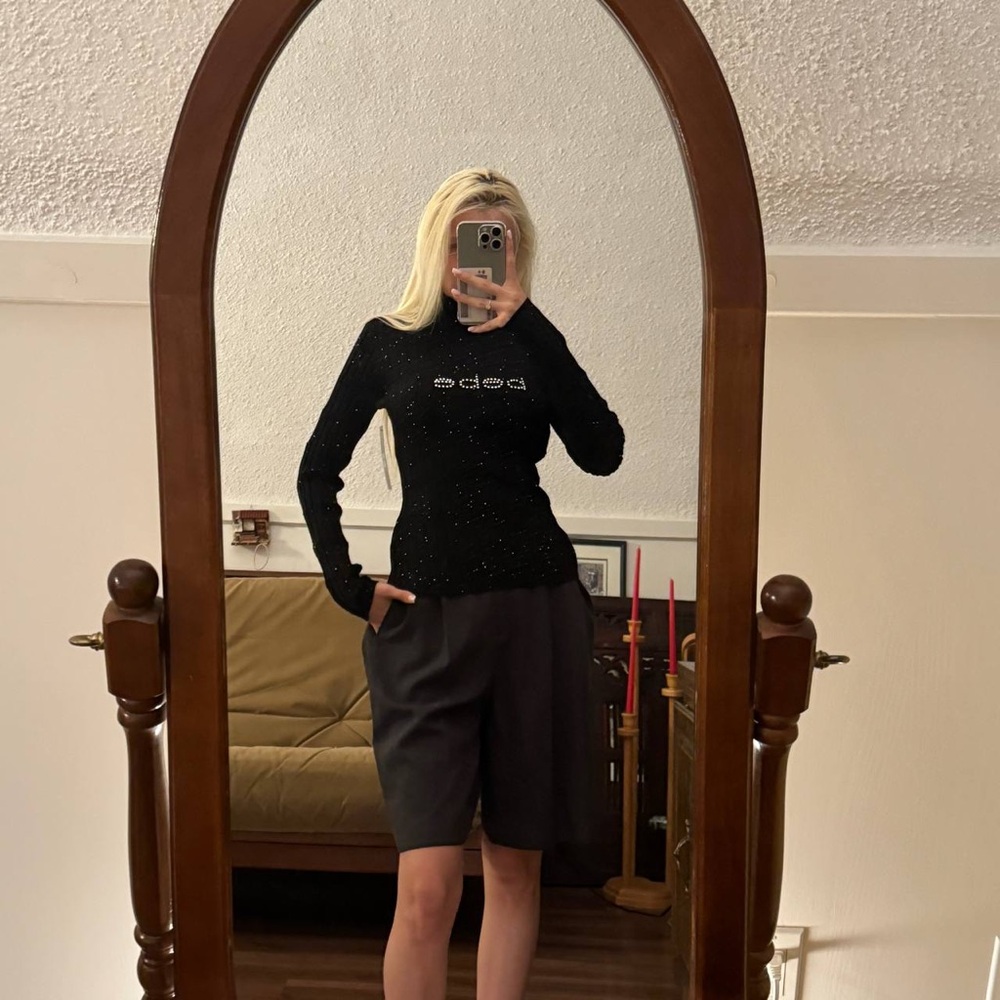 Bebe Black Sparkle Logo Sweatshirt